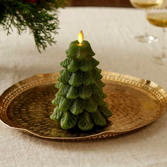 Luminara Chalky Green Christmas Tree Flameless LED Candle 6.5in Holiday New - Picture 2 of 9
